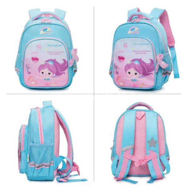 Nylon & Quot Mermaid Printed Blue & Quot Children School Bag || Item No:CB-048-13-MD
